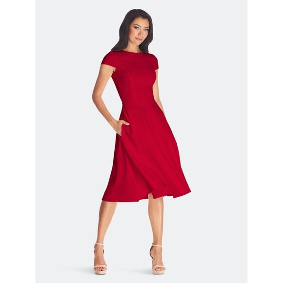 Dress the Population Dresses & Skirts - New Dress The Population Size Large Red Livia Midi Cocktail Dress Fit & Flare